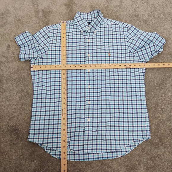 Ralph Lauren Men's Button Down Plaid Shirt in Blue White Size Large Classic Fit - Picture 5 of 8